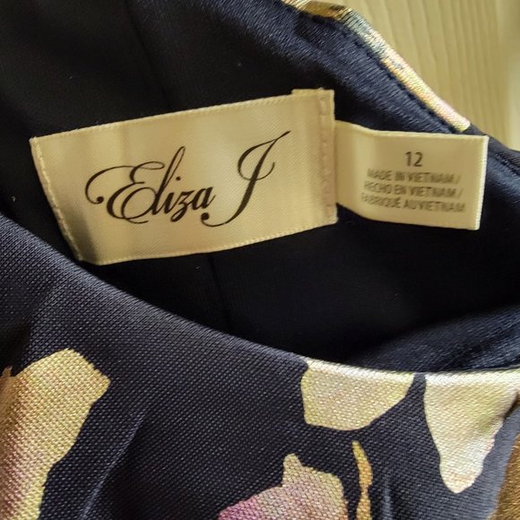 Eliza J Dress, Floral One-shoulder Navy-Blue, Size 12, NEW with TAG - Picture 9 of 12